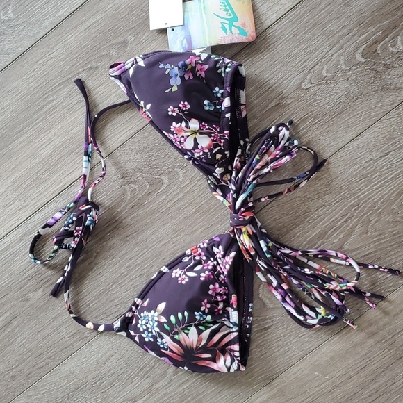 Hobie purple floral bikini top size medium - Picture 1 of 7